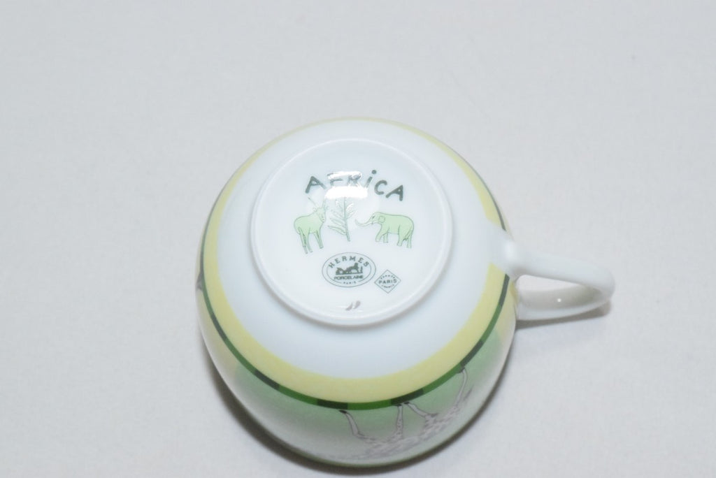 Hermes Africa Demitasse Cup and Saucer 2 set green espresso coffee animal