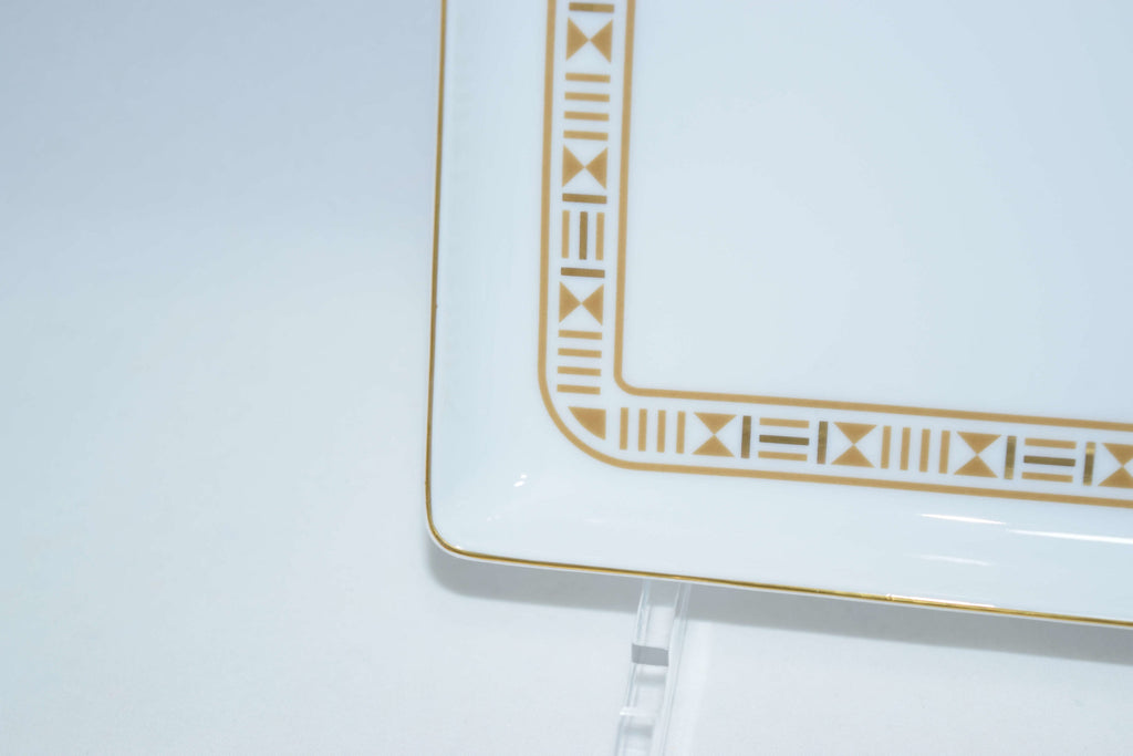 Hermes Aegean Sea soleil Porcelain Plate Rectangular tray Gold Dinnerware