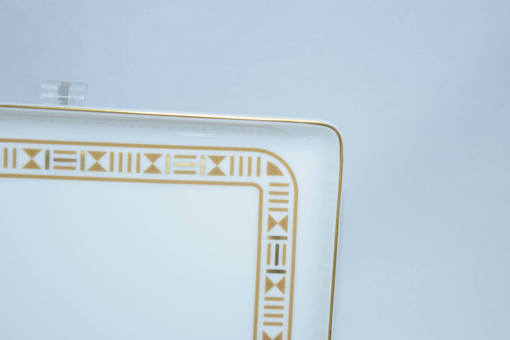 Hermes Aegean Sea soleil Porcelain Plate Rectangular tray Gold Dinnerware