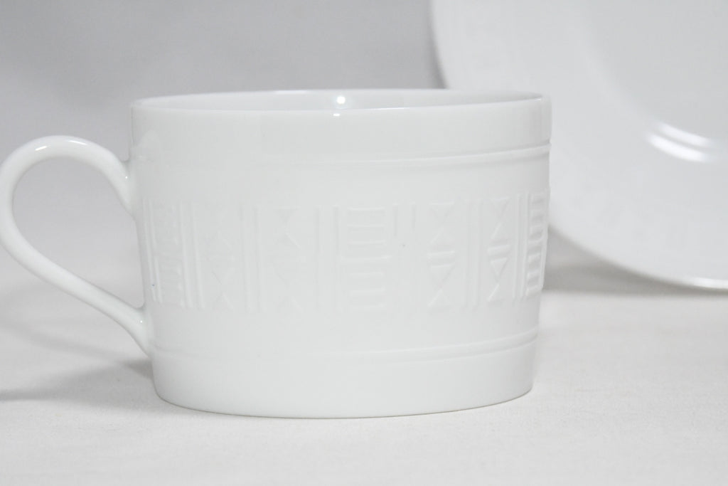 Hermes Aegean Soleil Tea Cup and Saucer 2 set white coffee dinnerware