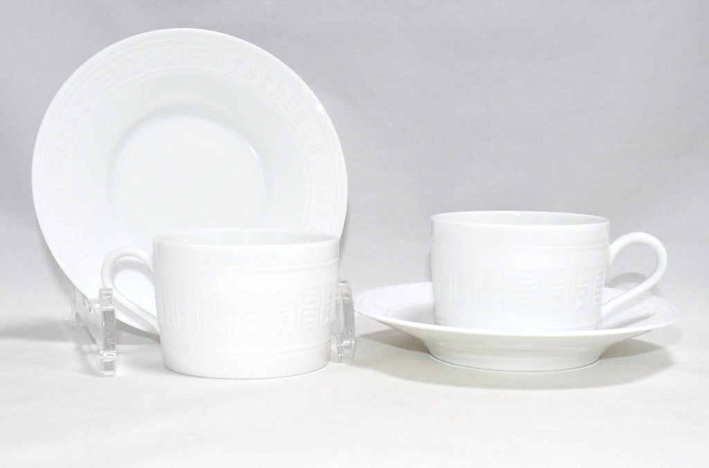 Hermes Aegean Soleil Tea Cup and Saucer 2 set white coffee dinnerware