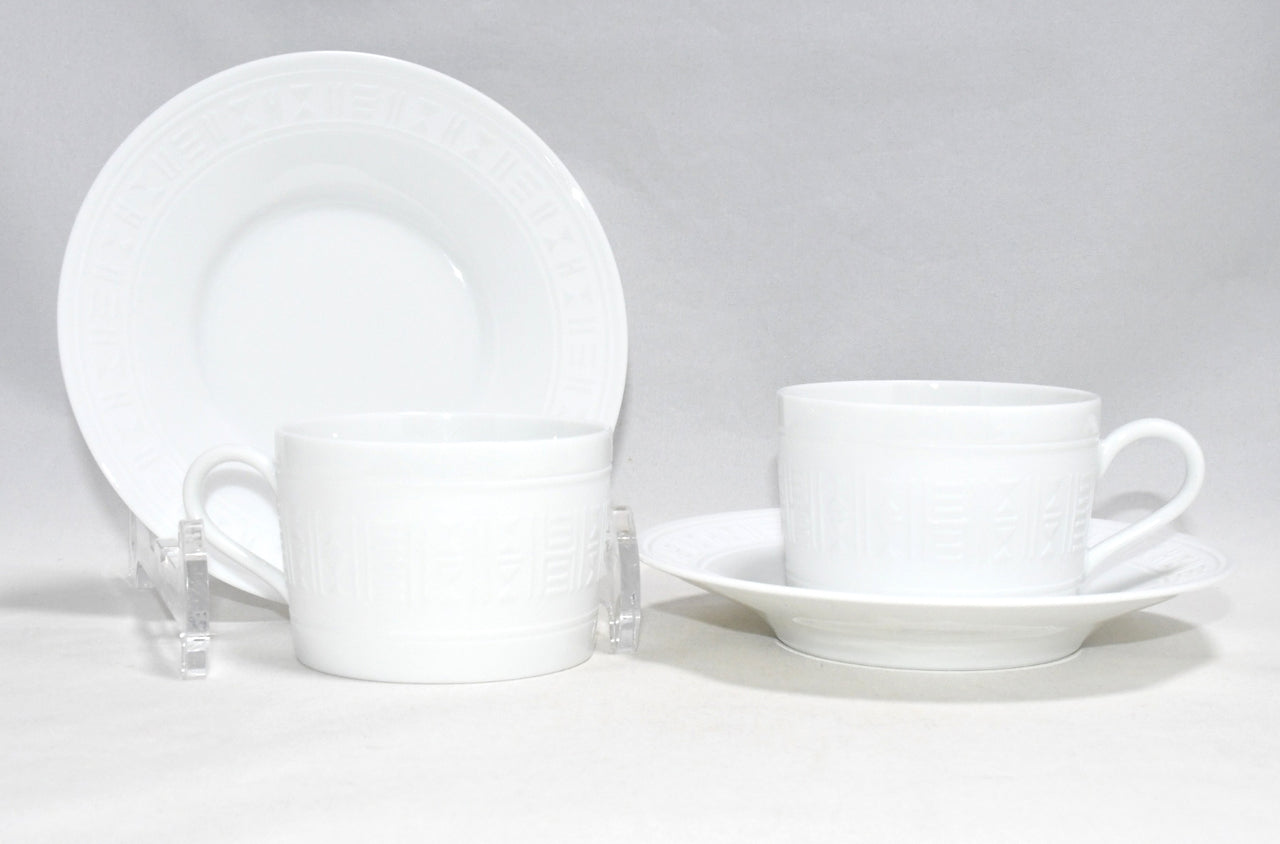 Hermes Aegean Soleil Tea Cup and Saucer 2 set white coffee dinnerware