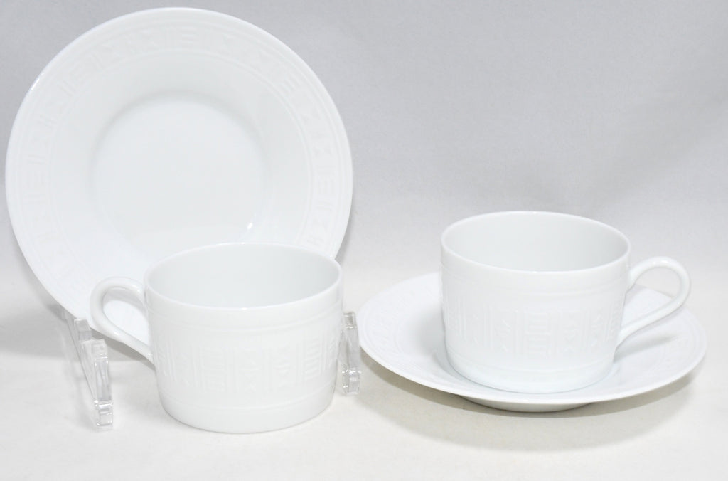 Hermes Aegean Soleil Tea Cup and Saucer 2 set white coffee dinnerware