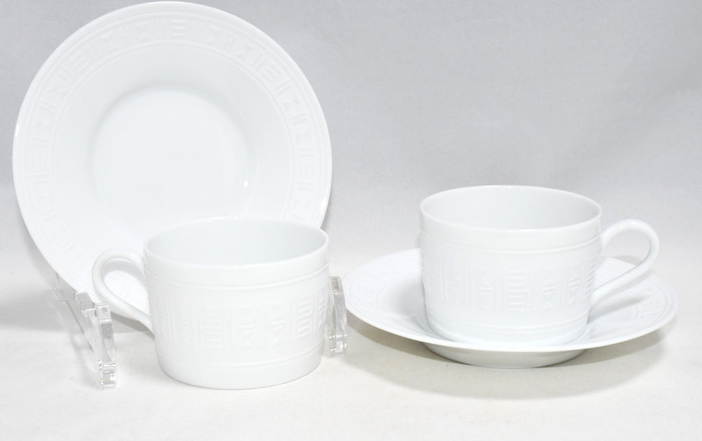 Hermes Aegean Soleil Tea Cup and Saucer 2 set white coffee dinnerware