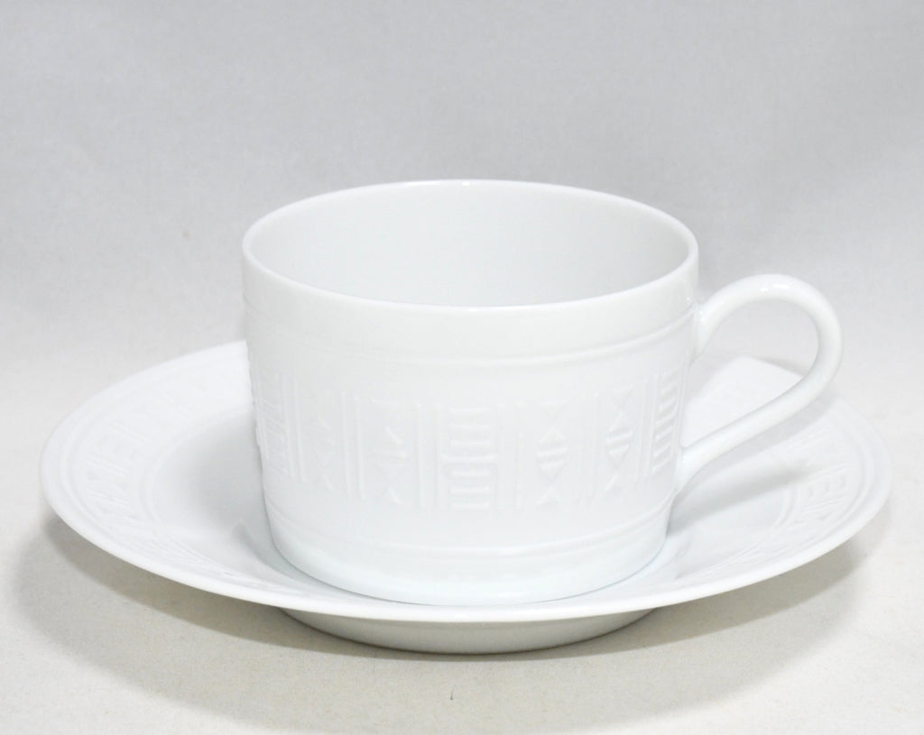 Hermes Aegean Soleil Tea Cup and Saucer 2 set white coffee dinnerware