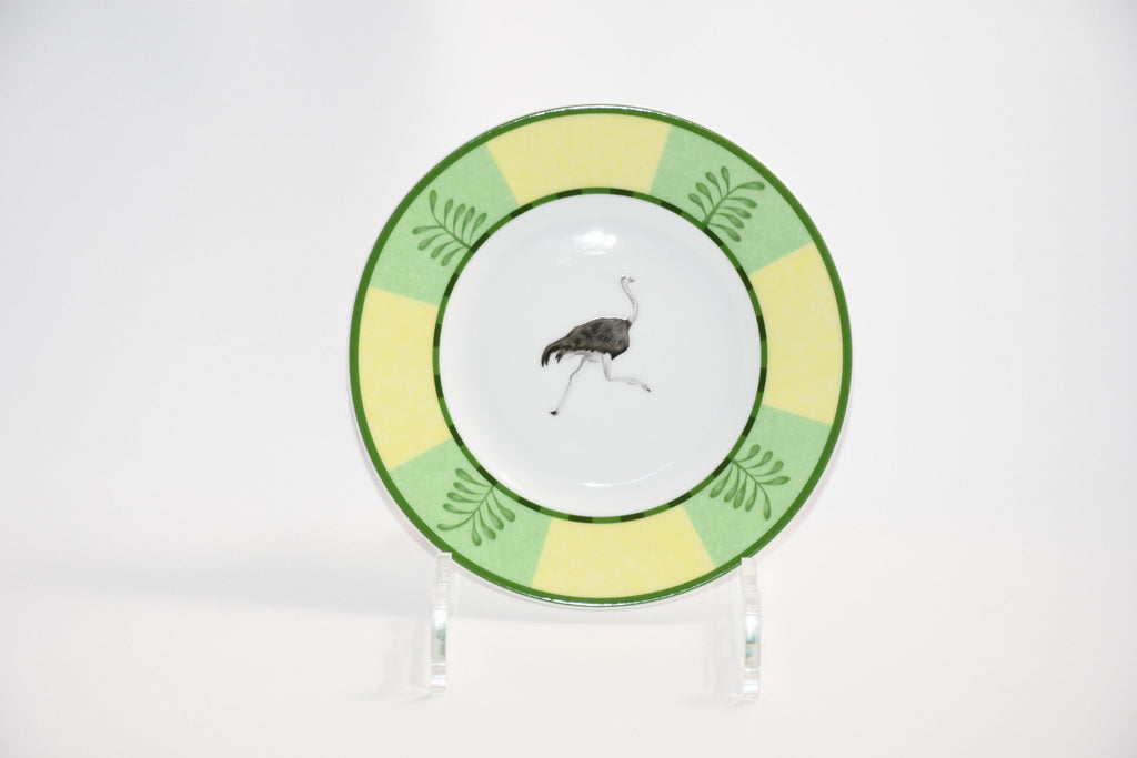 Hermes Africa Bread Plate 16 cm green porcelain cake dessert ostrich Set of 6