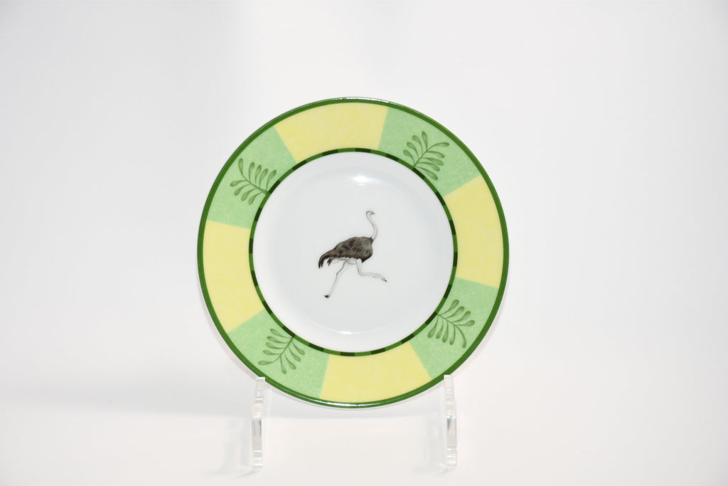 Hermes Africa Bread Plate 16 cm green porcelain cake dessert ostrich Set of 6
