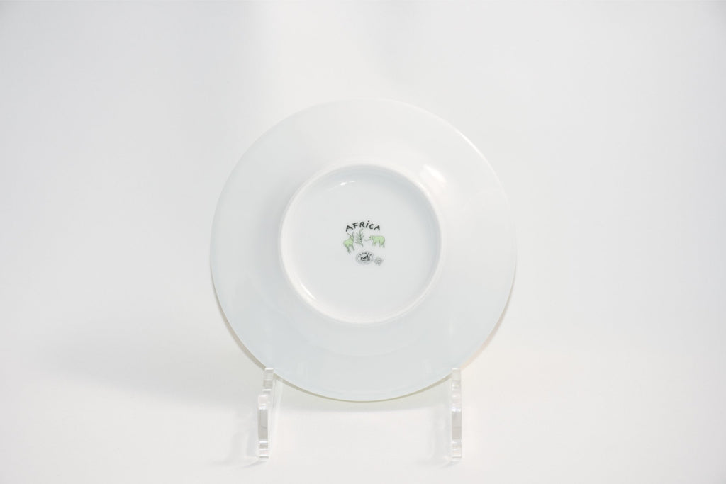 Hermes Africa Bread Plate 16 cm green porcelain cake dessert ostrich Set of 6