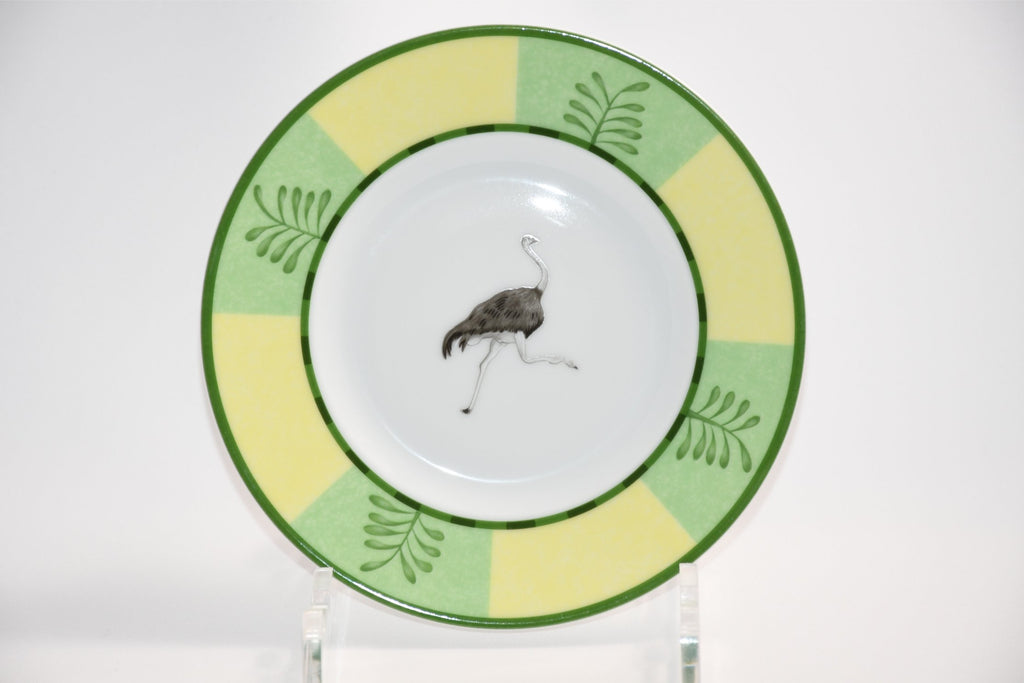 Hermes Africa Bread Plate 16 cm green porcelain cake dessert ostrich Set of 6