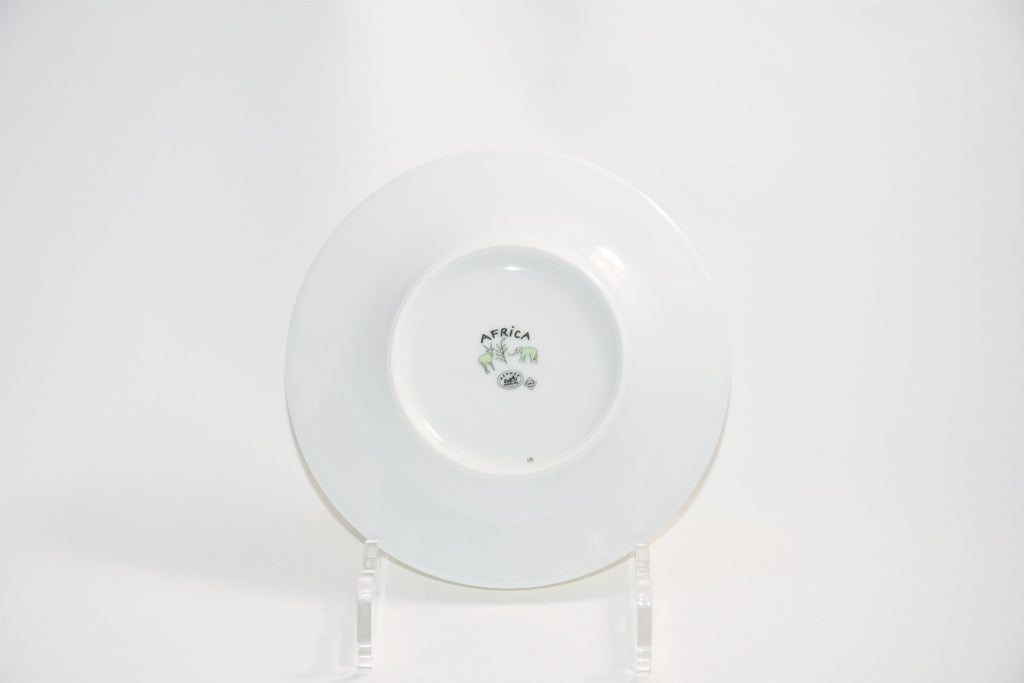 Hermes Africa Bread Plate 16 cm green porcelain cake dessert ostrich Set of 6