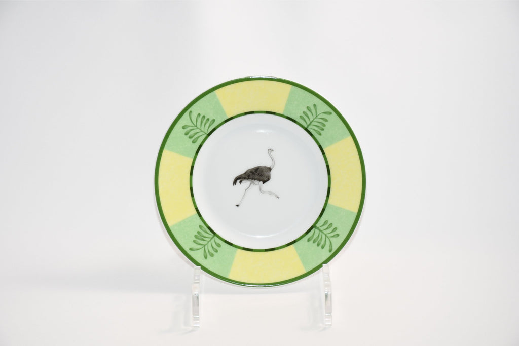 Hermes Africa Bread Plate 16 cm green porcelain cake dessert ostrich Set of 6