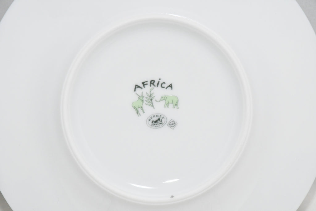 Hermes Africa Bread Plate 16 cm green porcelain cake dessert ostrich