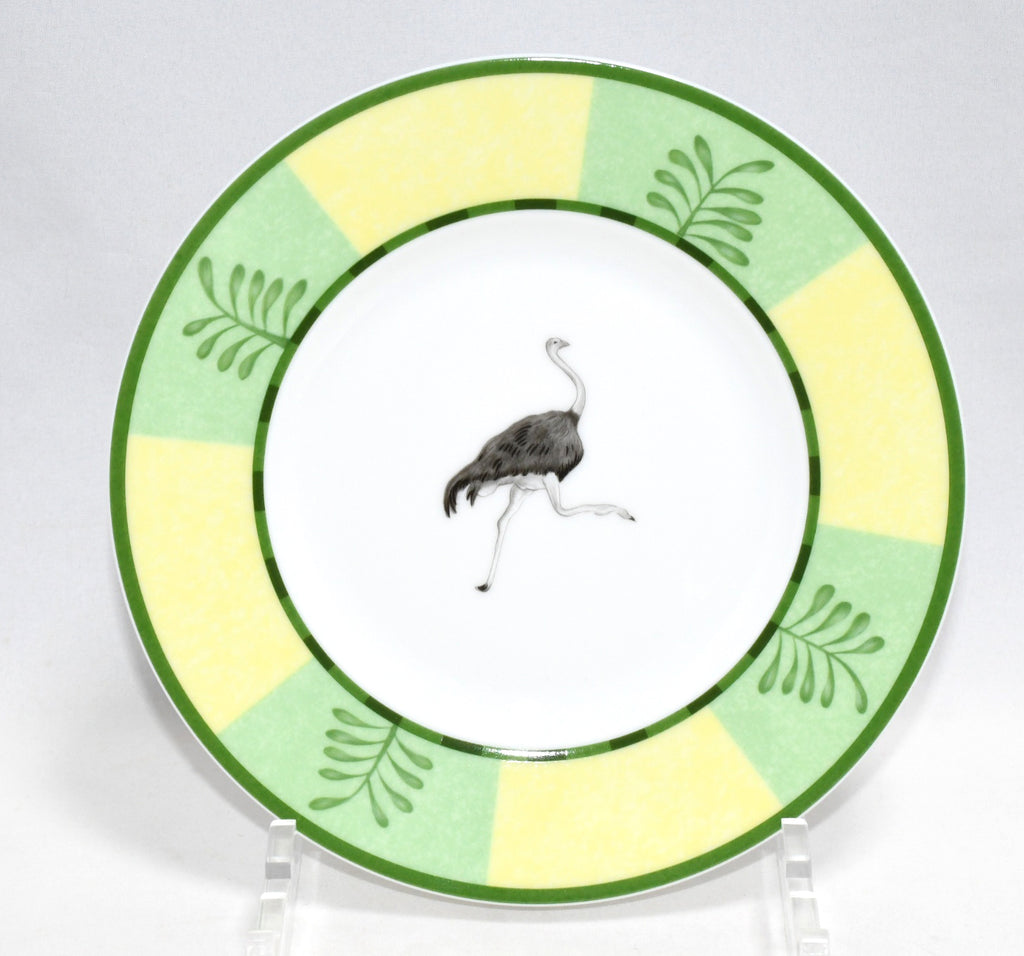 Hermes Africa Bread Plate 16 cm green porcelain cake dessert ostrich