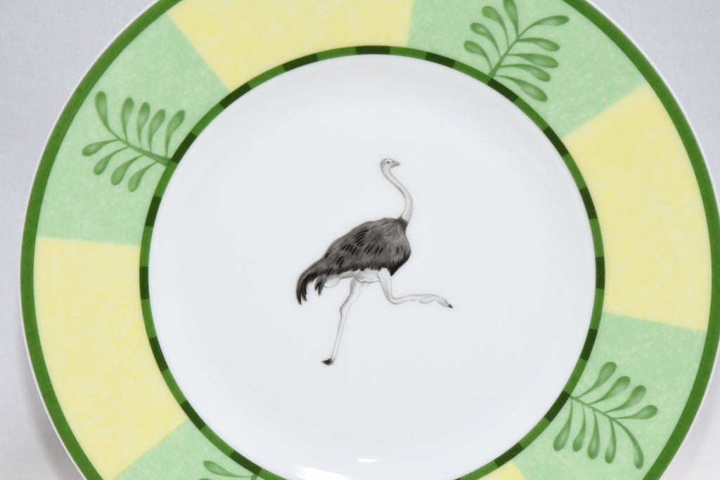 Hermes Africa Bread Plate 16 cm green porcelain cake dessert ostrich