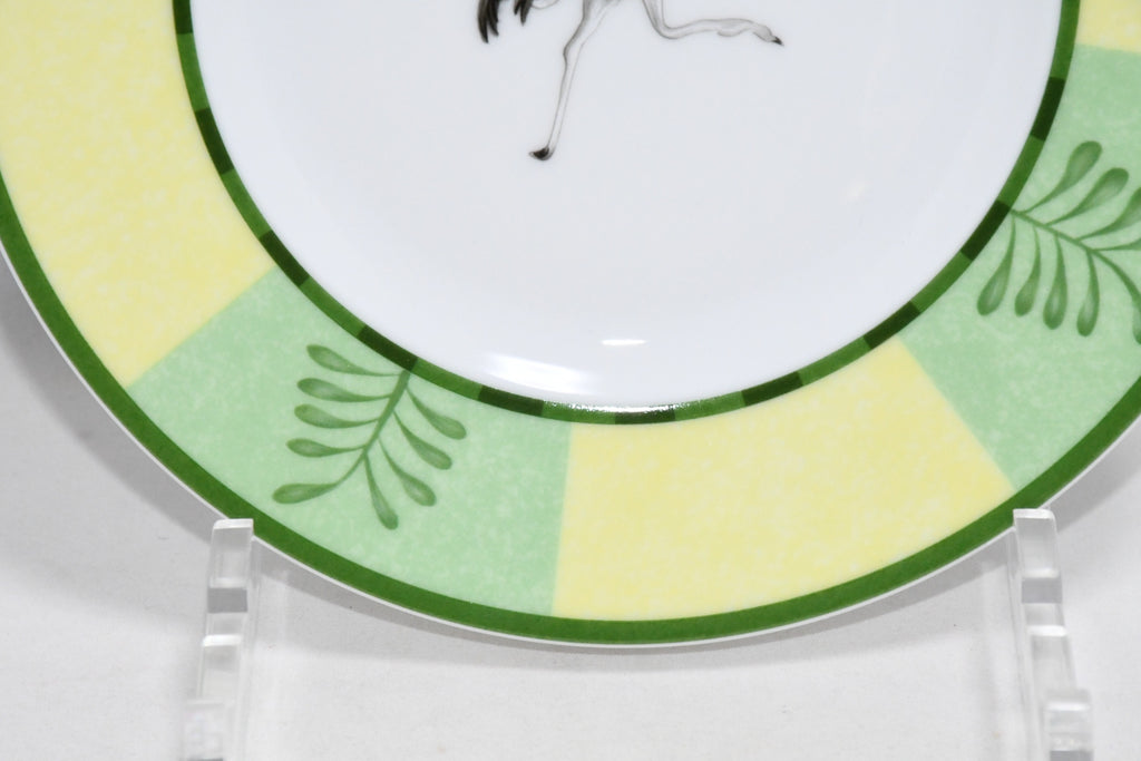 Hermes Africa Bread Plate 16 cm green porcelain cake dessert ostrich