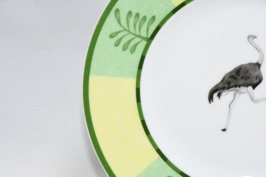 Hermes Africa Bread Plate 16 cm green porcelain cake dessert ostrich