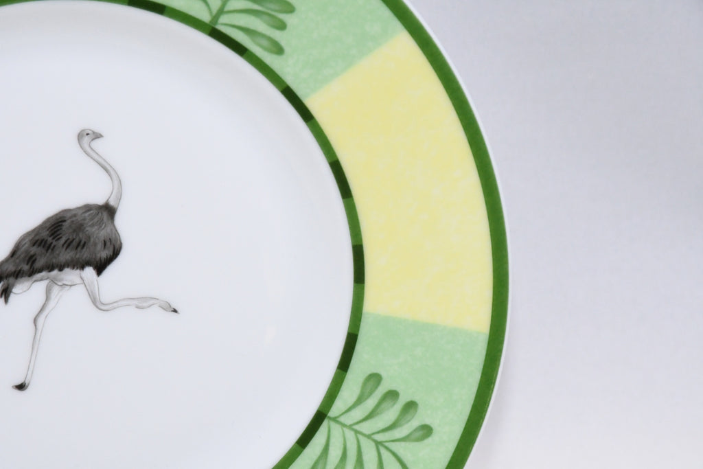 Hermes Africa Bread Plate 16 cm green porcelain cake dessert ostrich