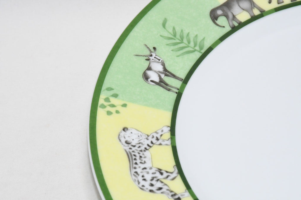 Hermes Africa Dessert Plate 22.5 cm porcelain green 2 set animal 8.75"