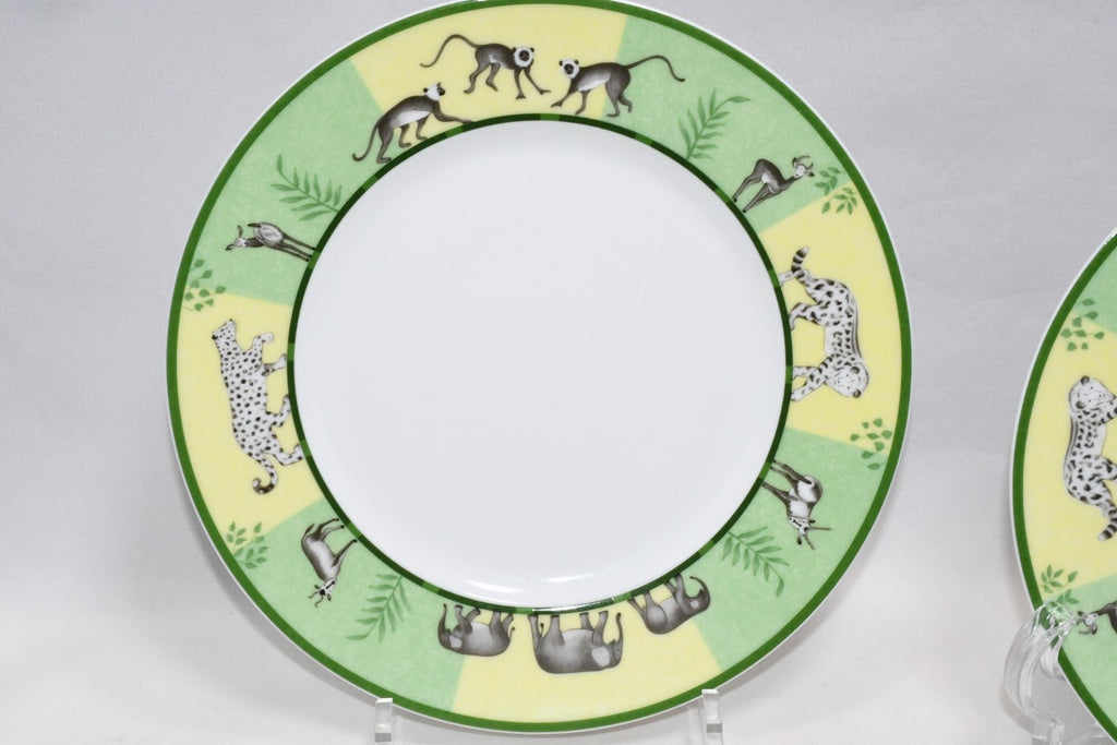 Hermes Africa Dessert Plate 22.5 cm porcelain green 2 set animal 8.75"