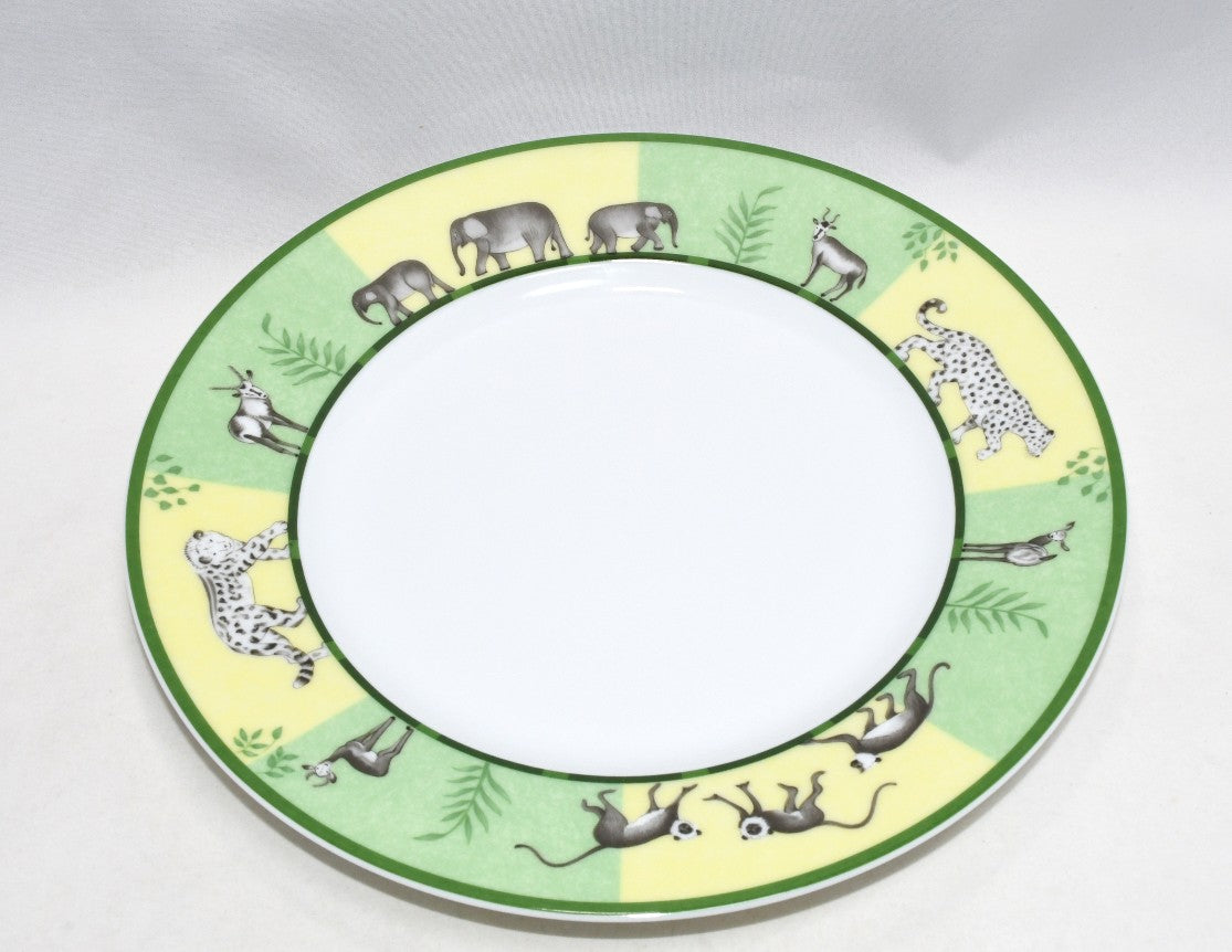 Hermes Africa Dessert Plate 22.5 cm porcelain green 2 set animal 8.75"