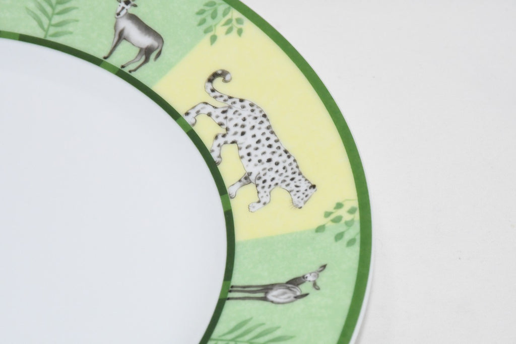 Hermes Africa Dessert Plate 22.5 cm porcelain green 2 set animal 8.75"