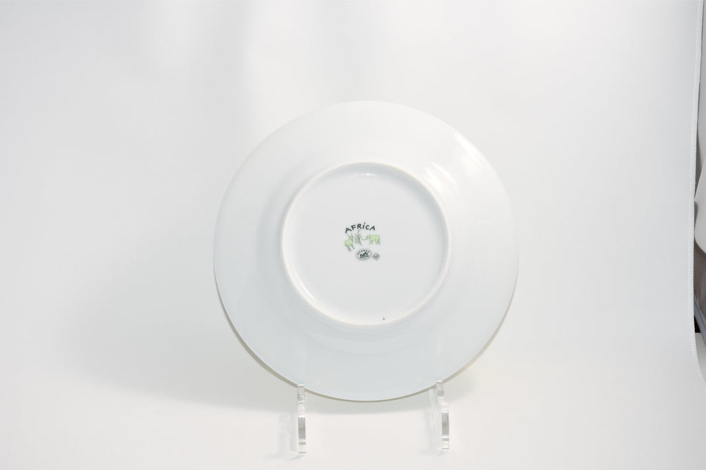 Hermes Africa Dessert Plate 22.5 cm porcelain green animal 8.75" Set of 2 Ex+