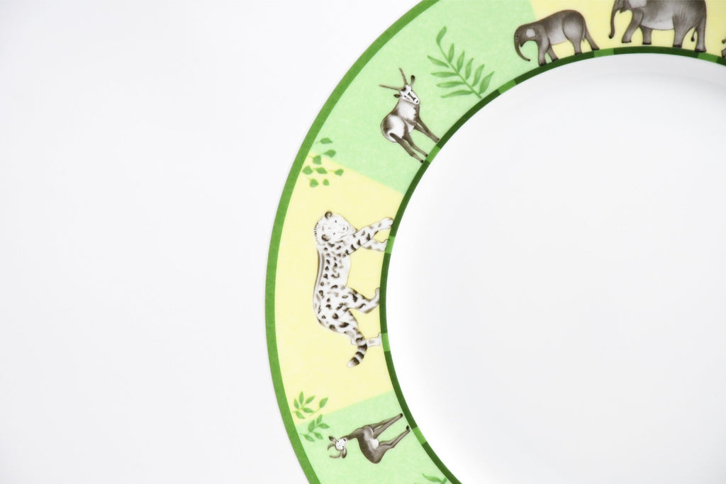 Hermes Africa Dessert Plate 22.5 cm porcelain green animal 8.75" Set of 2 M002
