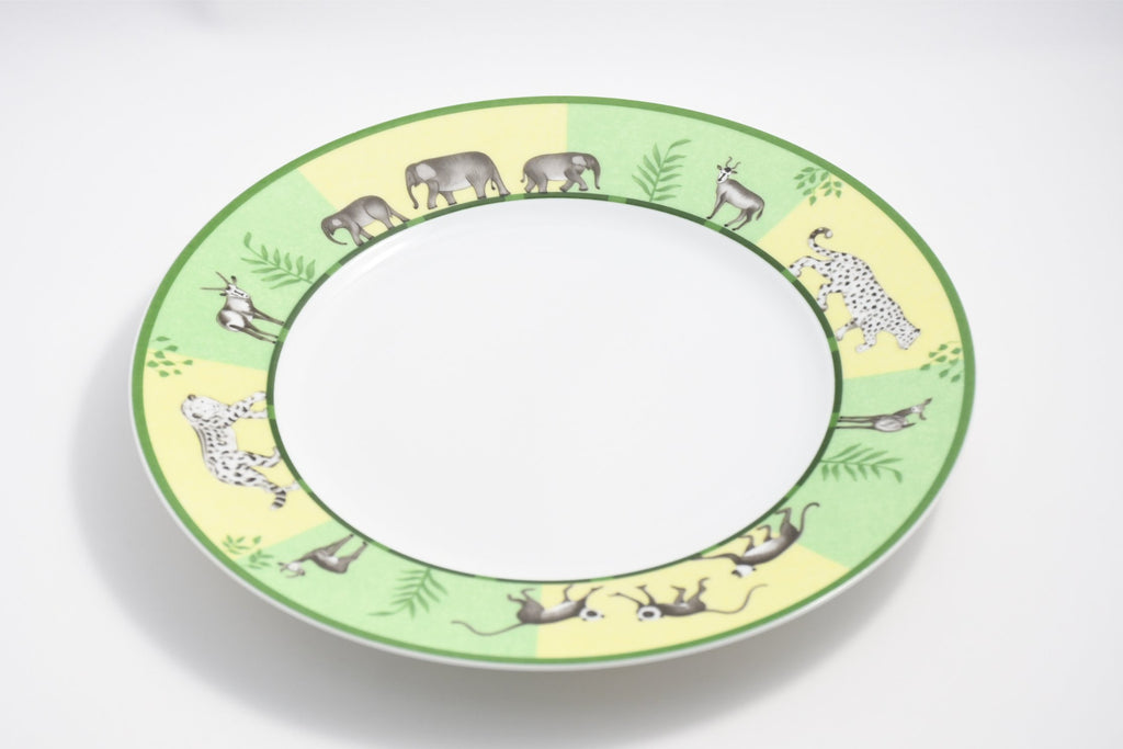 Hermes Africa Dessert Plate 22.5 cm porcelain green animal 8.75" Set of 2 M002