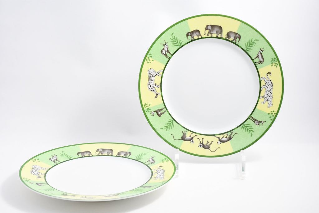 Hermes Africa Dessert Plate 22.5 cm porcelain green animal 8.75" Set of 2 M002