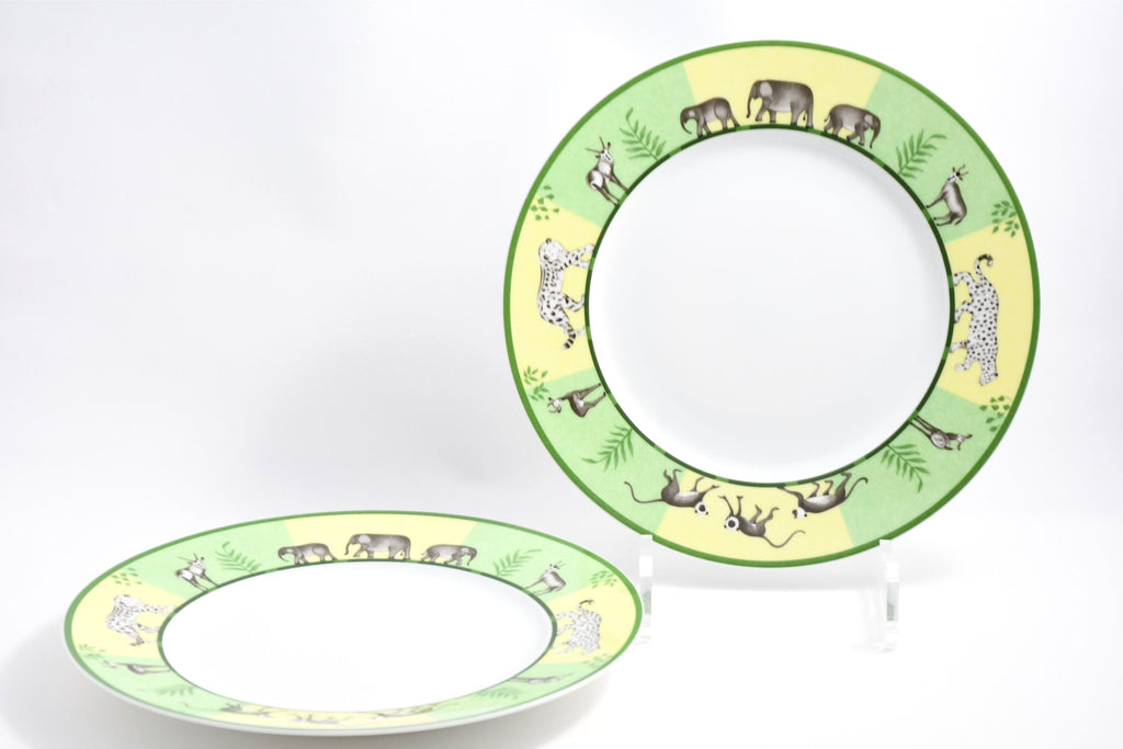Hermes Africa Dessert Plate 22.5 cm porcelain green animal 8.75" Set of 2 M002