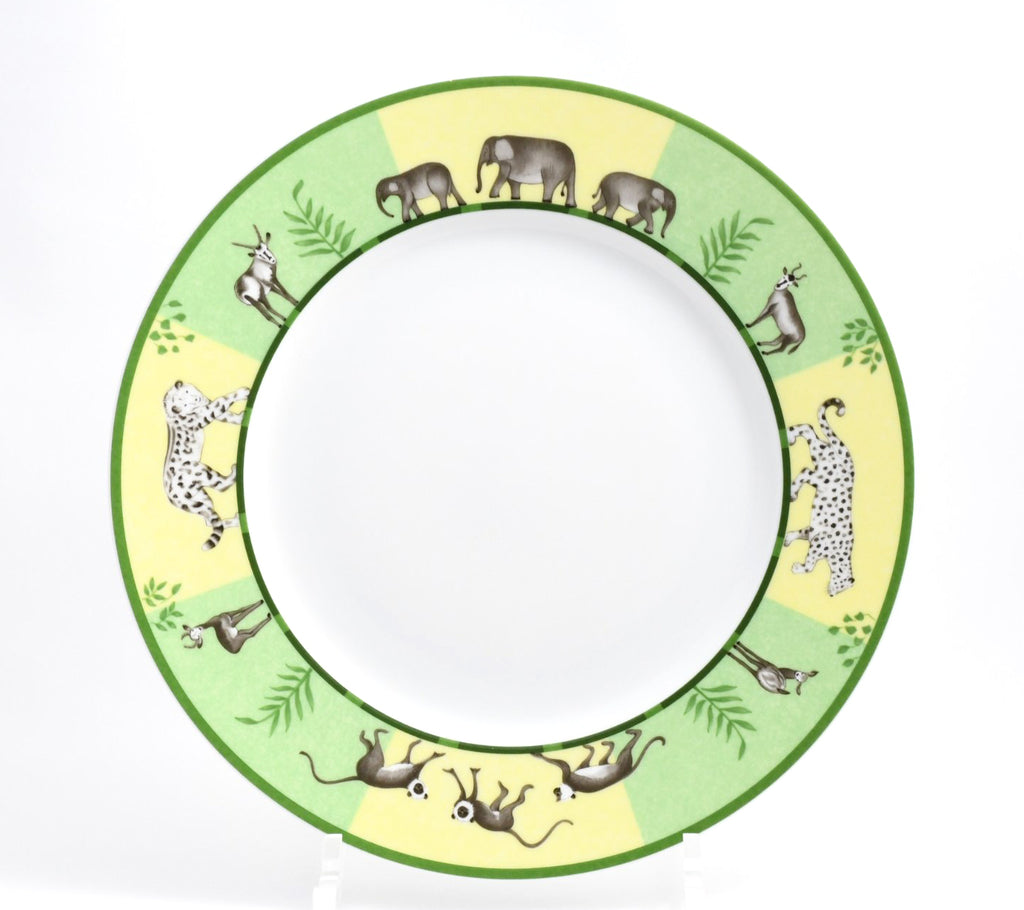 Hermes Africa Dessert Plate 22.5 cm porcelain green animal 8.75" Set of 2 M002