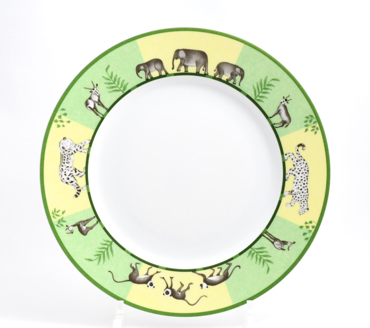 Hermes Africa Dessert Plate 22.5 cm porcelain green animal 8.75" Set of 2 M002