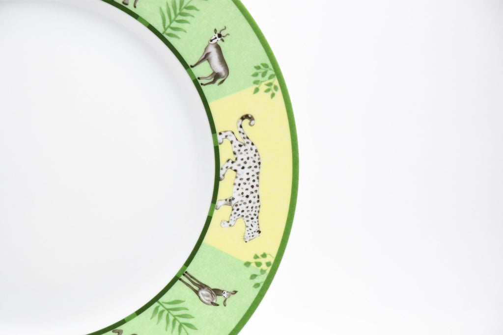 Hermes Africa Dessert Plate 22.5 cm porcelain green animal 8.75" Set of 2 M002