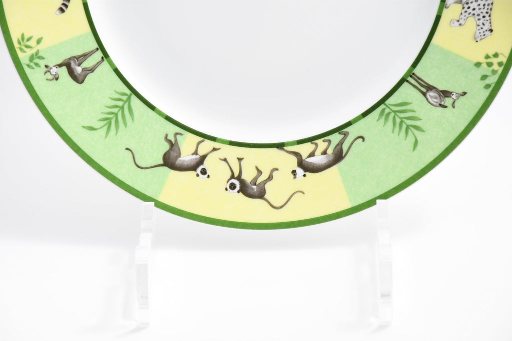 Hermes Africa Dessert Plate 22.5 cm porcelain green animal 8.75" Set of 2 M002