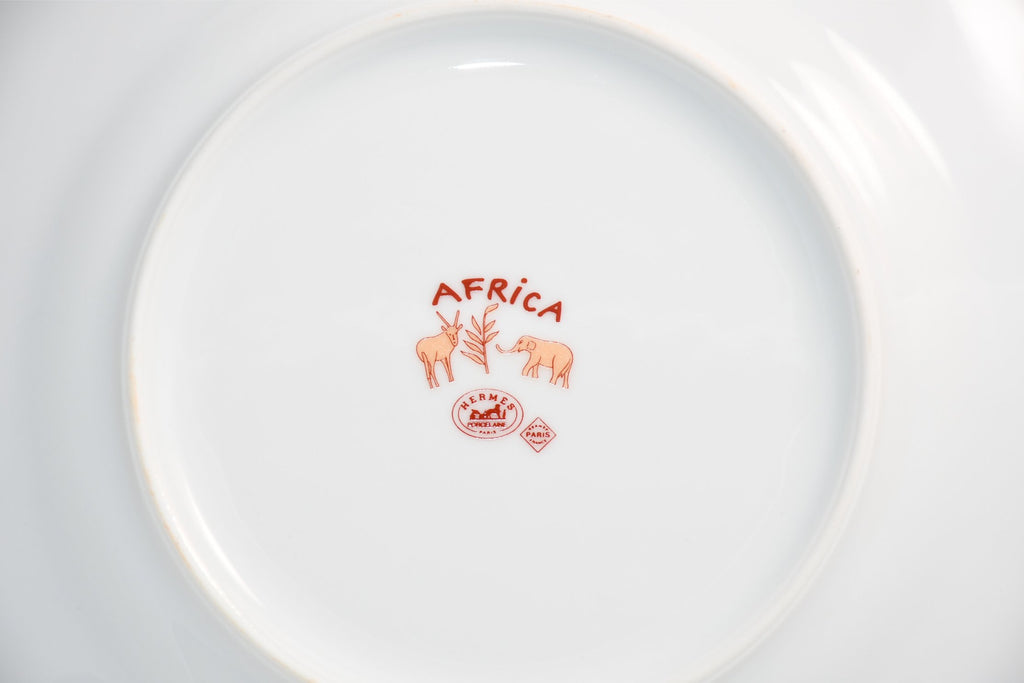 Hermes Africa Dessert Plate 22.5 cm porcelain orange animal 8.75" 0421