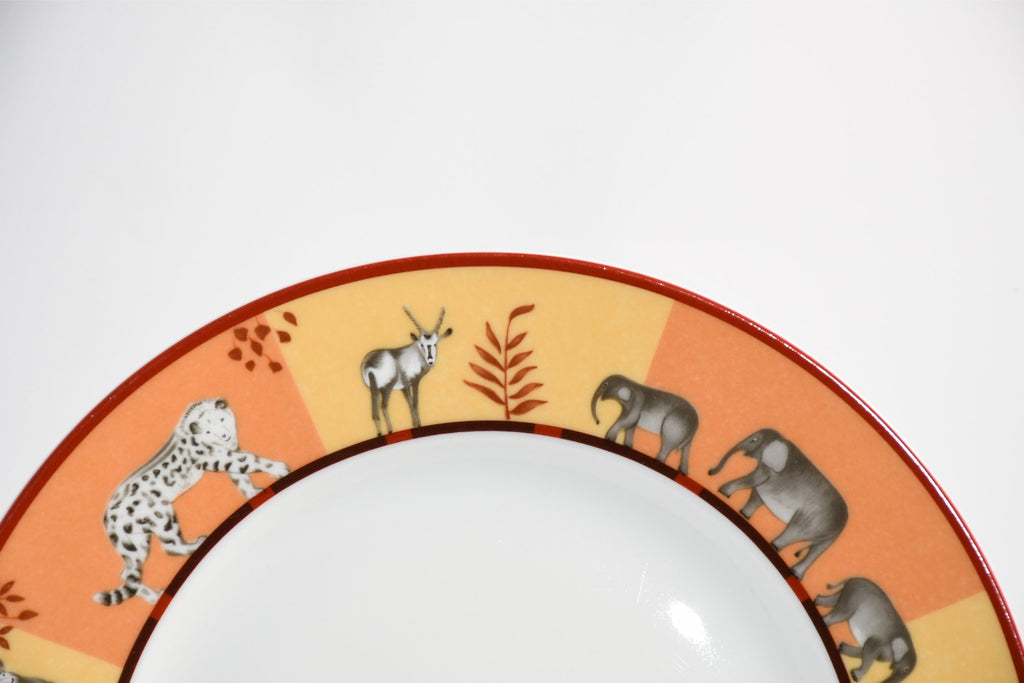 Hermes Africa Dessert Plate 22.5 cm porcelain orange animal 8.75" 0421