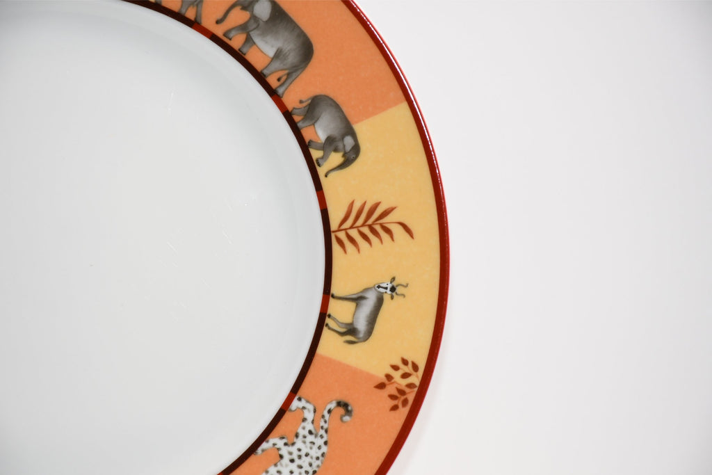 Hermes Africa Dessert Plate 22.5 cm porcelain orange animal 8.75" 0421