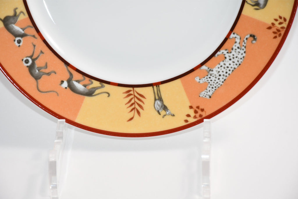 Hermes Africa Dessert Plate 22.5 cm porcelain orange animal 8.75" 0421