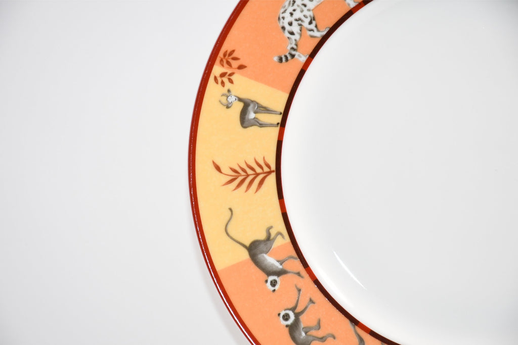 Hermes Africa Dessert Plate 22.5 cm porcelain orange animal 8.75" 0421