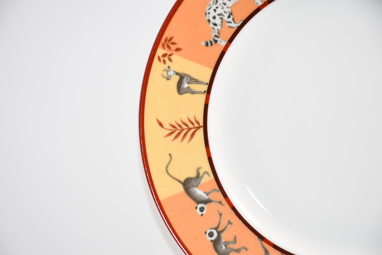 Hermes Africa Dessert Plate 22.5 cm porcelain orange animal 8.75" 0421