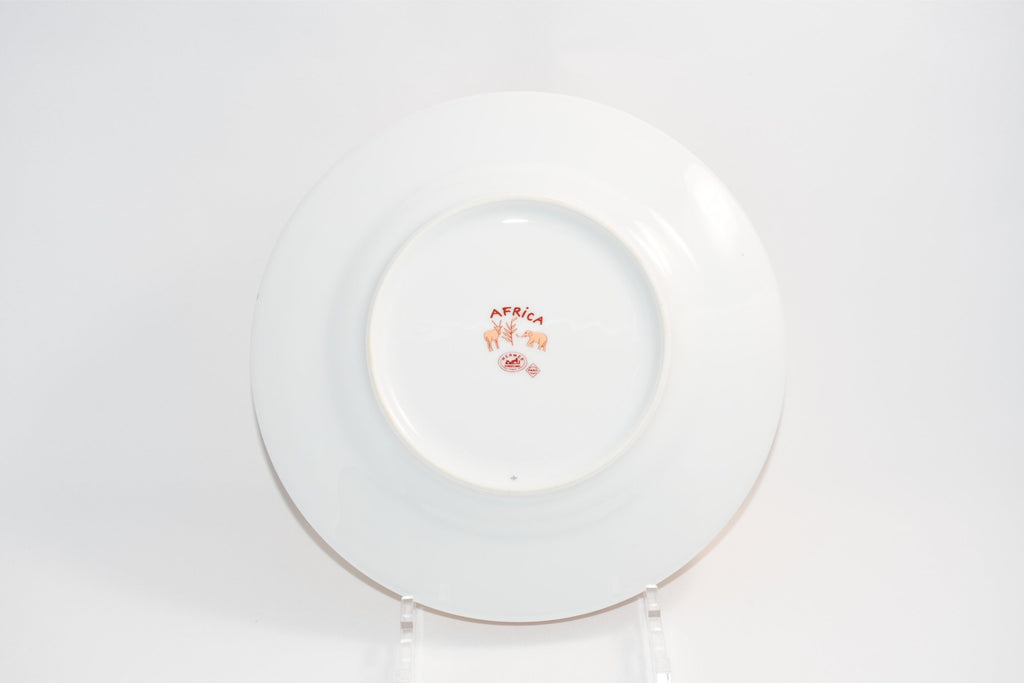 Hermes Africa Dessert Plate 22.5 cm porcelain orange animal 8.75" 0421