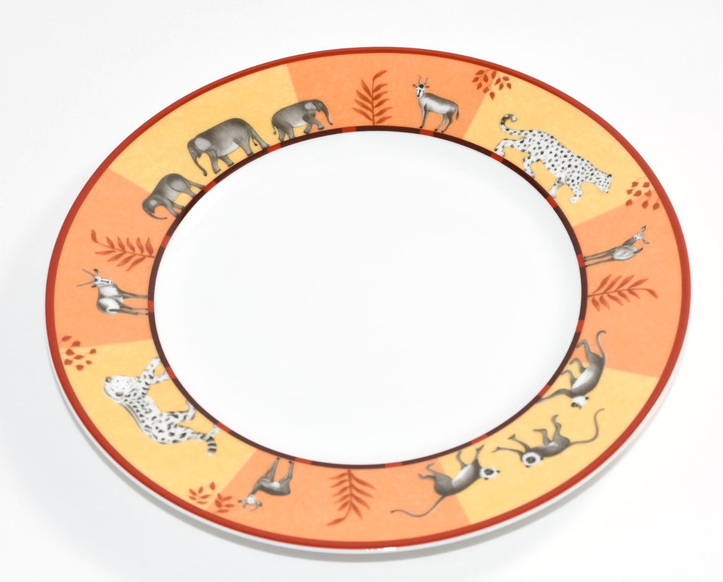 Hermes Africa Dessert Plate 22.5 cm porcelain orange animal 8.75" 0142
