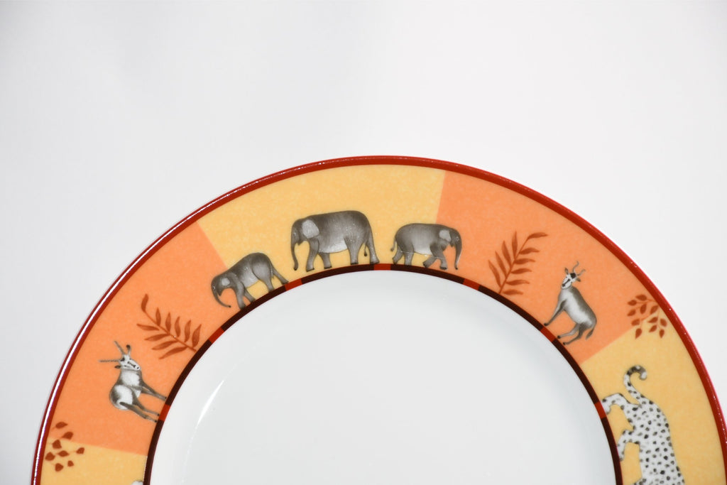 Hermes Africa Dessert Plate 22.5 cm porcelain orange animal 8.75" 0142