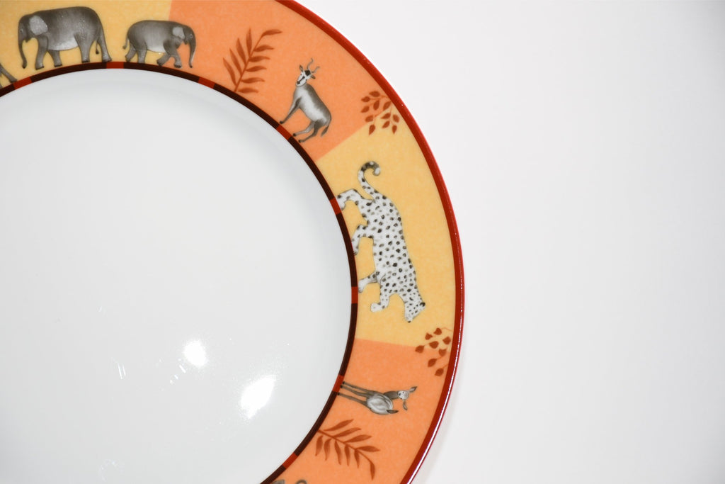 Hermes Africa Dessert Plate 22.5 cm porcelain orange animal 8.75" 0142