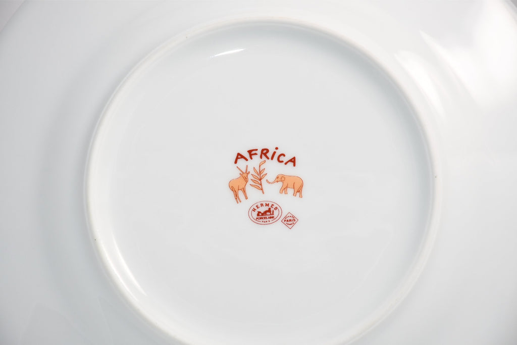 Hermes Africa Dessert Plate 22.5 cm porcelain orange animal 8.75" 0142