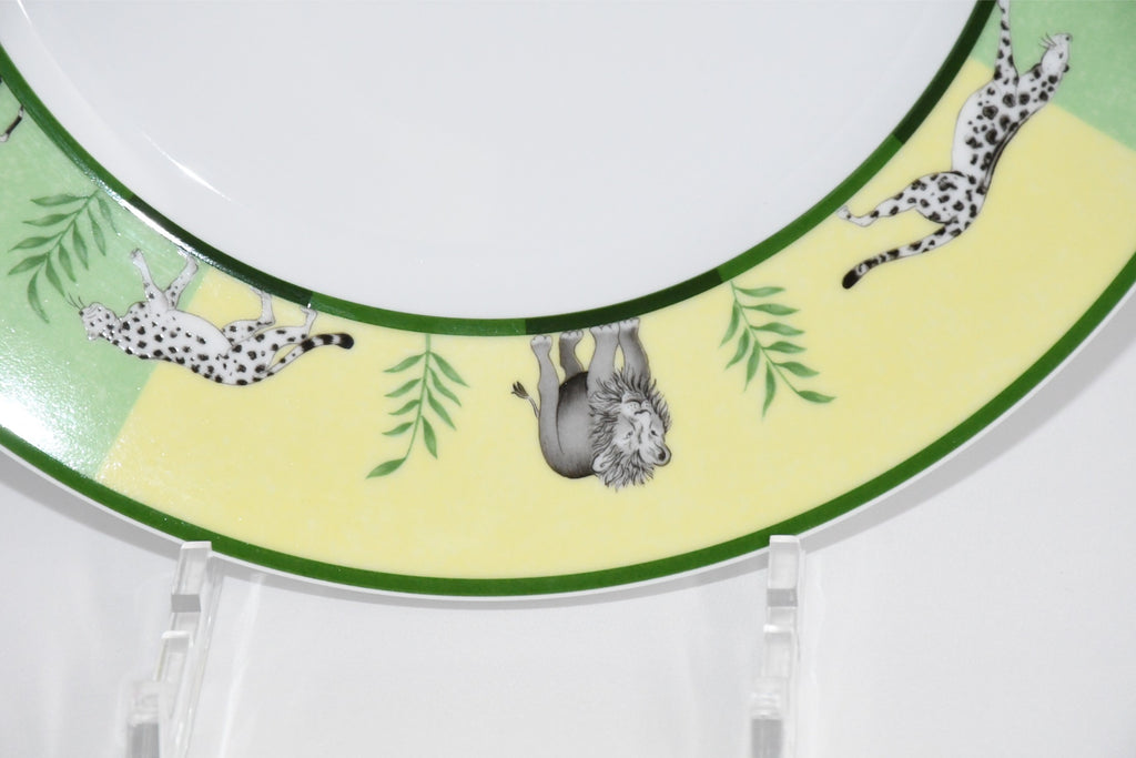 Hermes Africa Dinner Plate 27 cm Set of 2 porcelain green animal giraffe 10.75" M240