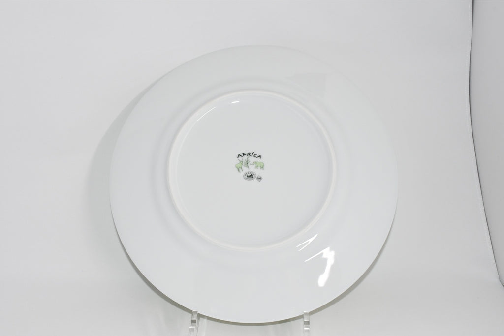 Hermes Africa Dinner Plate 27 cm Set of 2 porcelain green animal giraffe 10.75" M240