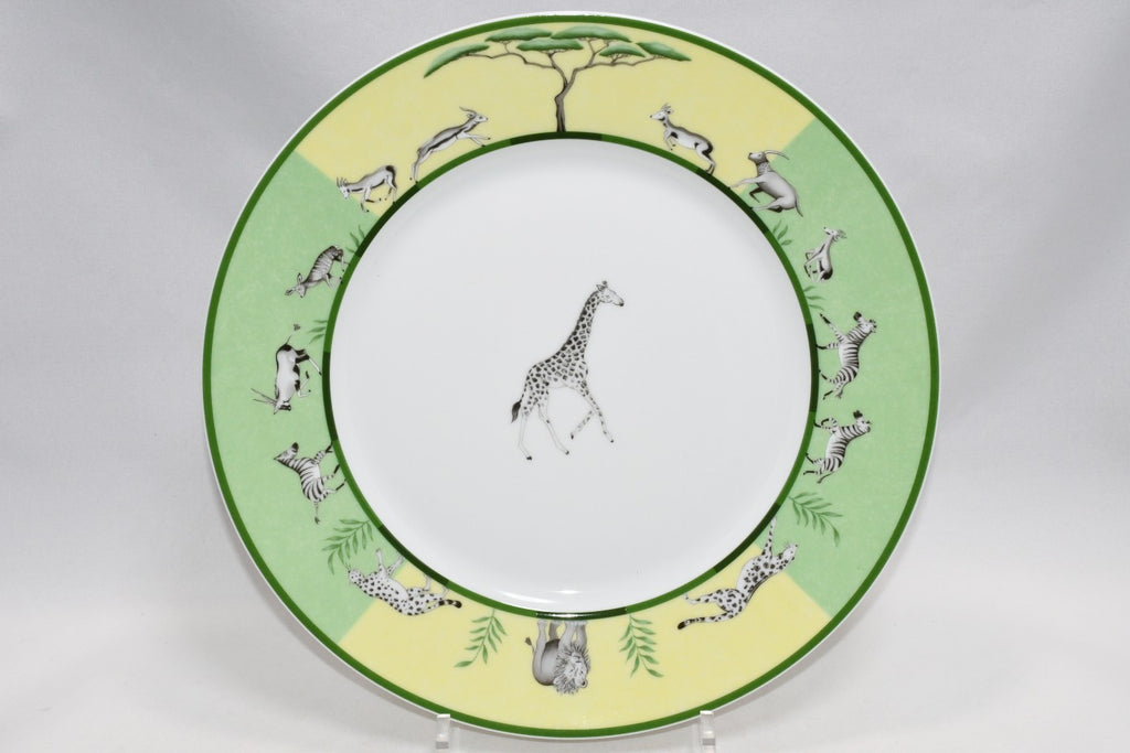Hermes Africa Dinner Plate 27 cm porcelain green 2 set animal giraffe zebra