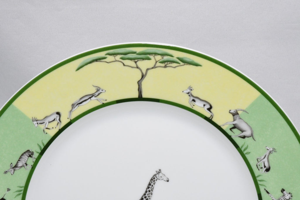 Hermes Africa Dinner Plate 27 cm porcelain green 2 set animal giraffe zebra