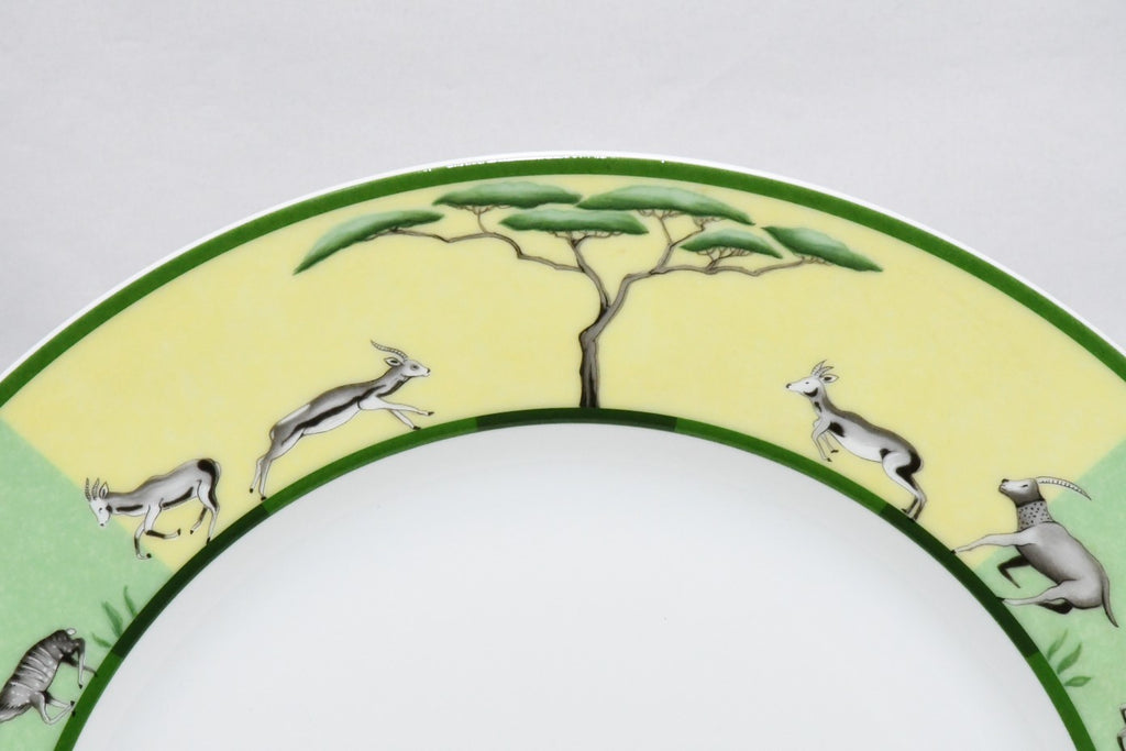 Hermes Africa Dinner Plate 27 cm porcelain green 2 set animal giraffe zebra
